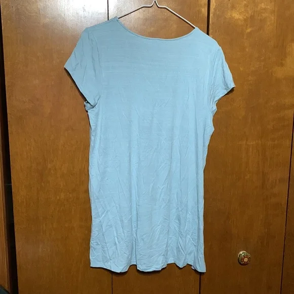 🆕 CUPIO SIGNATURE- Baby Blue , Embroidery Around Neckline Short Sleeve Shirt - Picture 8 of 10